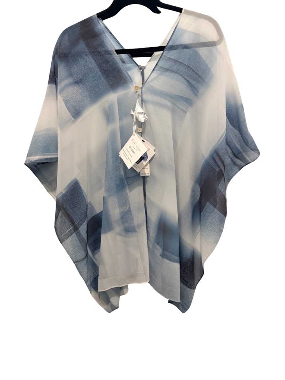 Marla Wynne for Chicos Multicolor Chiffon Convertible Poncho. NWT